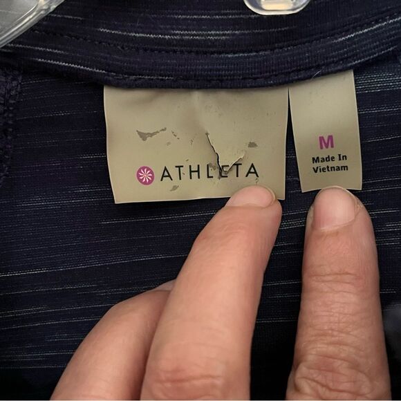 Athleta Blue Striated Hope Zip Front Jacket with Thumb Holes Size Medium - Picture 4 of 12